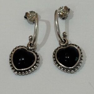 Retired Authentic Pandora Mi Amor Black Onyx Earrings